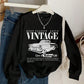 EZwear Vintage Car Print Hoodie Casual Loose Fit Sweatshirt For Women, Autumn Winter,Long Sleeve Tops