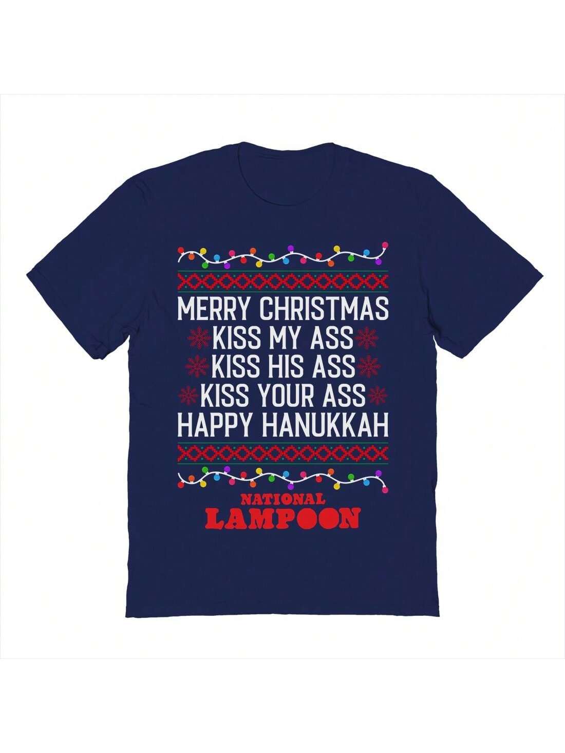 National Lampoon Merry Kiss My Ass Christmas Unisex Graphic Cotton Short-Sleeve T-Shirt