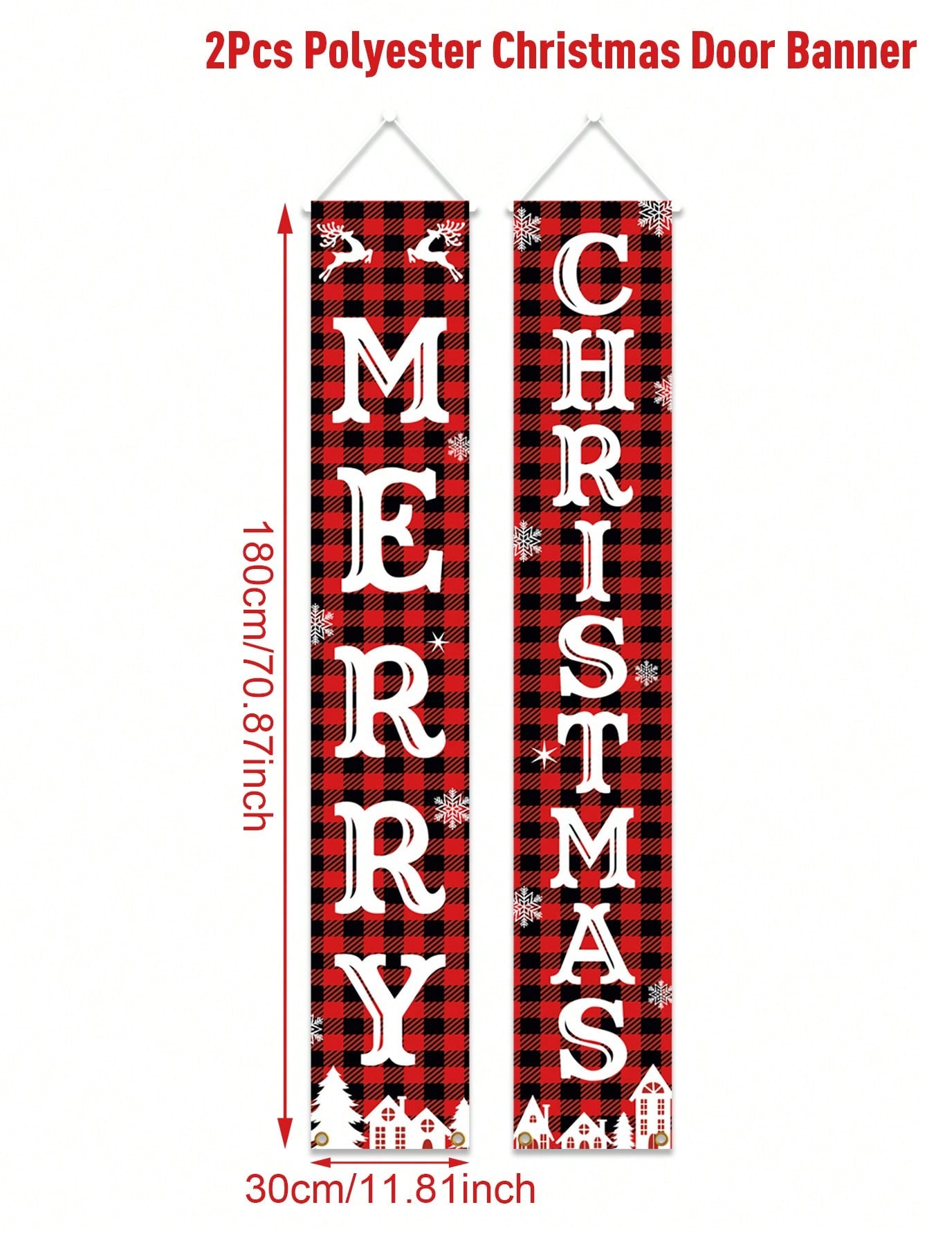 2pcs/Set New Merry Christmas Designs Door Curtains, Banner Couplets Perfect For Decorating Family Christmas Party, Christmas 2025 New Year Party Gift, Christmas Room Wall Background Decoration,Christmas