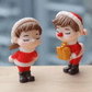 1pair Mini Christmas Couple Figure, Micro Landscape Decoration,Creative Desktop Table Ornament Xmas Festival Gift , Cute Red Resin Craft