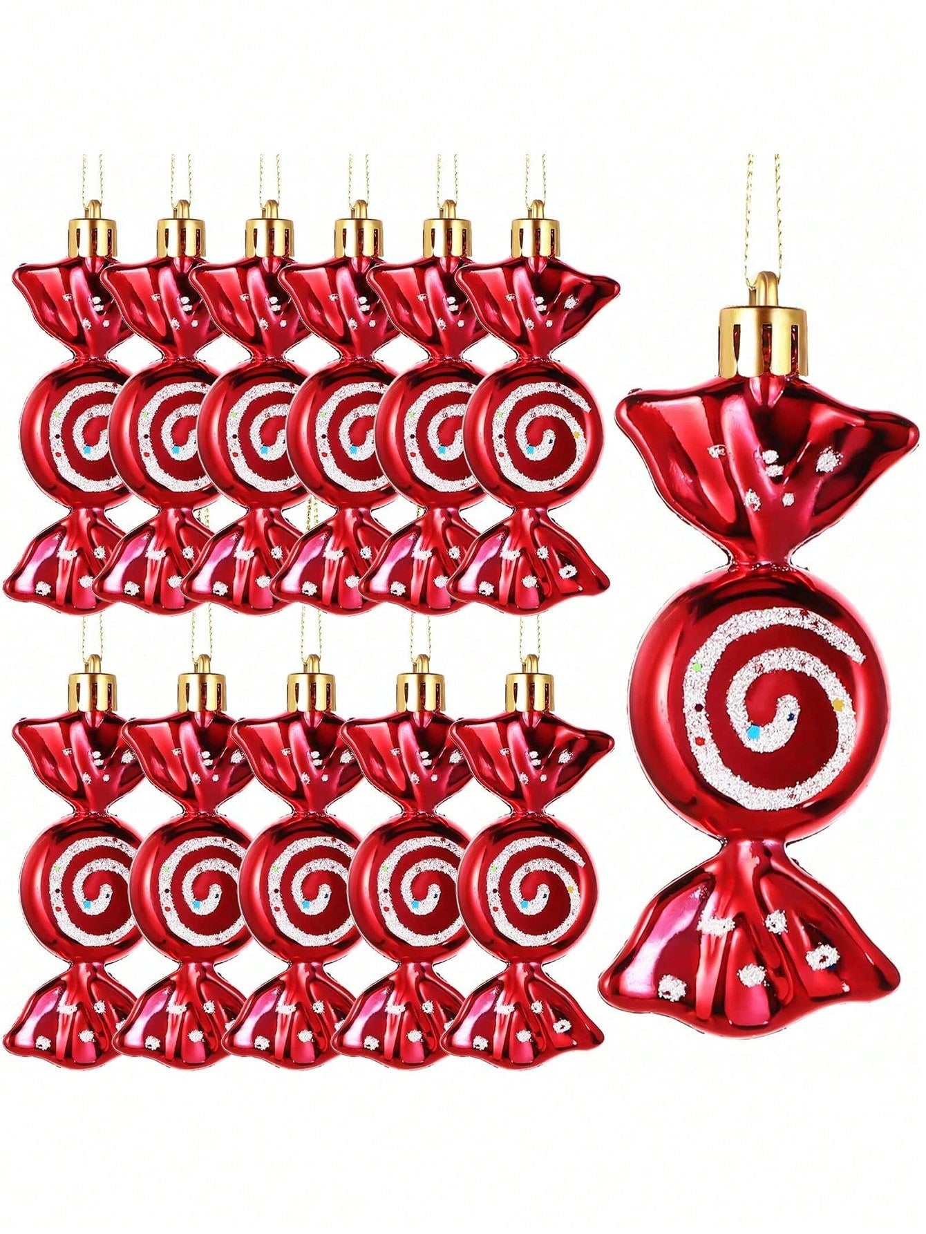 6pcs- Christmas Candy Decorations Lollipop Decoration Pendant Christmas Tree Glitter Ornament Plastic Mint Swirl Decoration Christmas Tree House Party Gift Supplies Christmas Tree Decoration Pendant, Halloween, Halloween Decoration