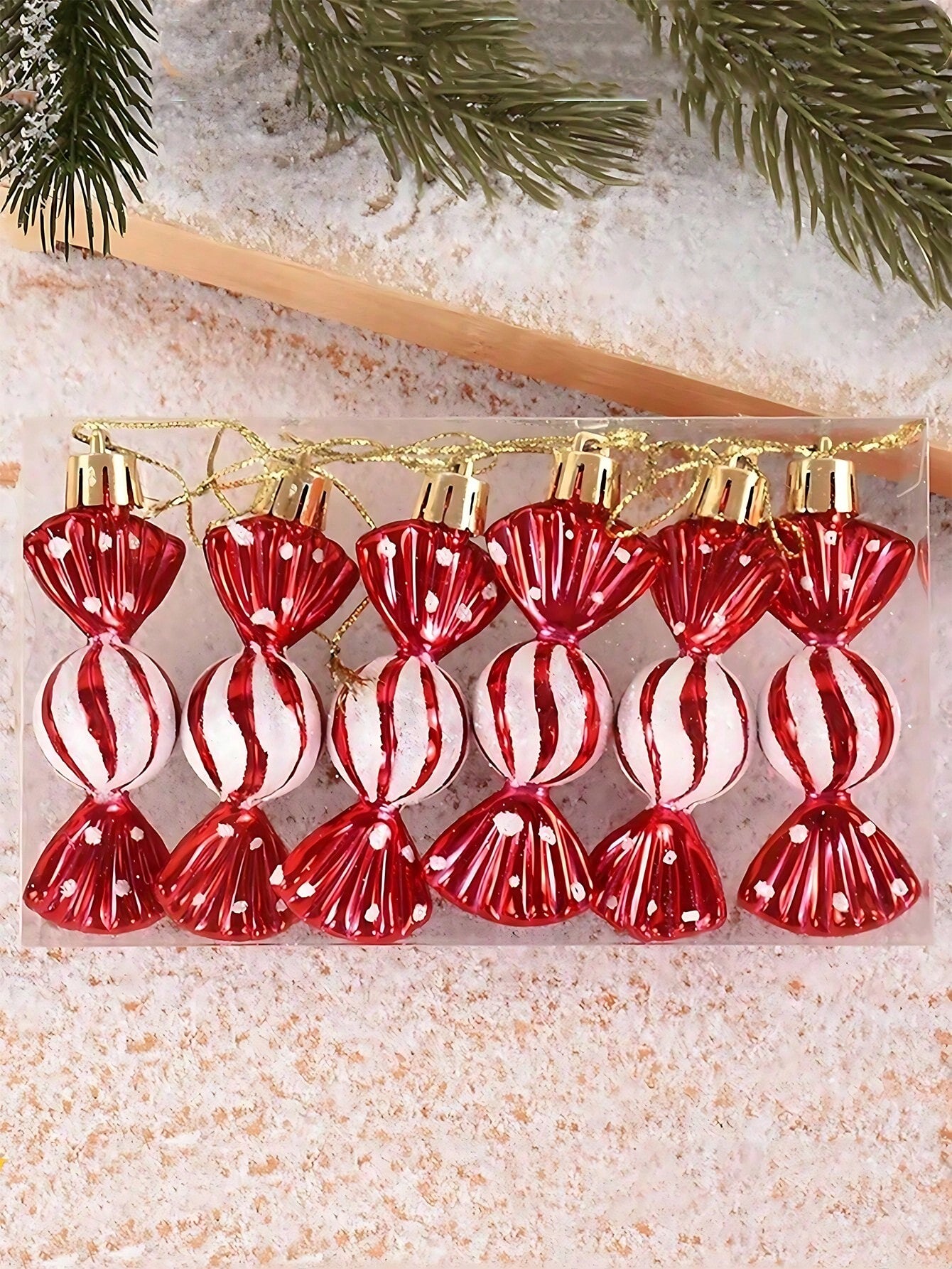 6pcs- Christmas Candy Decorations Lollipop Decoration Pendant Christmas Tree Glitter Ornament Plastic Mint Swirl Decoration Christmas Tree House Party Gift Supplies Christmas Tree Decoration Pendant, Halloween, Halloween Decoration