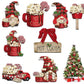 16pcs/Set Red Wooden Christmas Pendant Ornaments, For Outdoor Party, Gift, Car, Home Decor (With String),Christmas