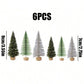 6Pcs Christmas Decorations Mini Christmas Trees, Artificial Christmas Tree Bottle Brush Trees With Wooden Base For Christmas Decor Christmas Party Home Table Craft, Photography Decorative Ornaments