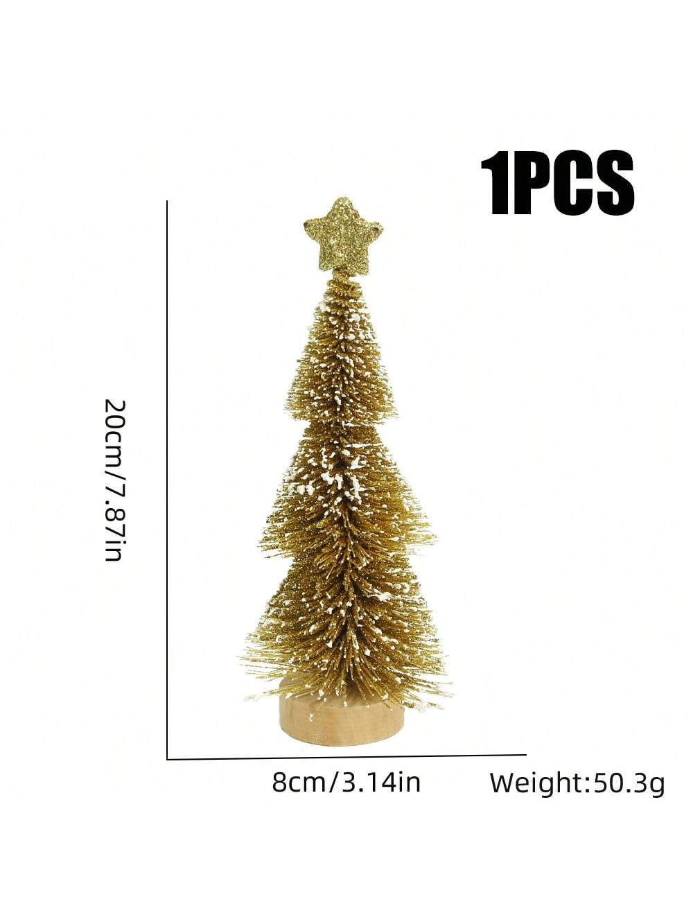 6Pcs Christmas Decorations Mini Christmas Trees, Artificial Christmas Tree Bottle Brush Trees With Wooden Base For Christmas Decor Christmas Party Home Table Craft, Photography Decorative Ornaments