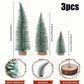 6Pcs Christmas Decorations Mini Christmas Trees, Artificial Christmas Tree Bottle Brush Trees With Wooden Base For Christmas Decor Christmas Party Home Table Craft, Photography Decorative Ornaments