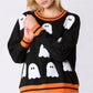 Women's Vintage Ghost Pattern Crewneck Knitted Sweaters Pullover Tops