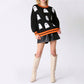 Women's Vintage Ghost Pattern Crewneck Knitted Sweaters Pullover Tops