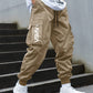 Men's Letter Print Cargo Pants With Multiple Pockets