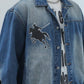 Manfinity EMRG Men's Button Front Long Sleeve Floral Print Casual Denim Jacket