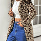 EZwear Zippered Hooded Leopard Print Flannel Coat