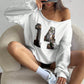 EZwear Off-Shoulder Sweatshirt Y2K Sweatshirt With Number 14