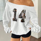 EZwear Off-Shoulder Sweatshirt Y2K Sweatshirt With Number 14