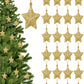 6/12Pcs,5-10cm Gold Glitter Star Ornaments Christmas Tree Pendant Mini Hanging Stars Plastic Gold Christmas Decorations Plastic Festive Embellishments For Holiday Parties Weddings Home Decoration