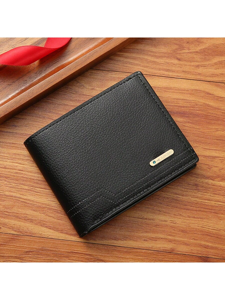 1pc Men's PU Leather Wallet, Large Capacity And Multiple Card Slots, Can Store Large Bills, Simple Coin Pocket, Credit Card, Bank Card, ID Card Photo Slot, Business Casual Style, An Ideal Gift For Men's Birthday Or Partner