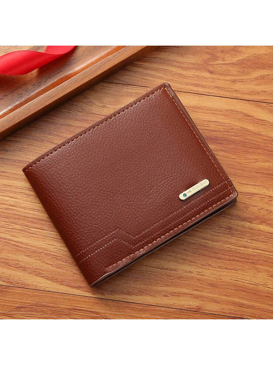 1pc Men's PU Leather Wallet, Large Capacity And Multiple Card Slots, Can Store Large Bills, Simple Coin Pocket, Credit Card, Bank Card, ID Card Photo Slot, Business Casual Style, An Ideal Gift For Men's Birthday Or Partner