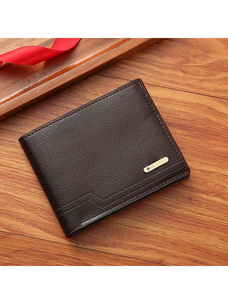 1pc Men's PU Leather Wallet, Large Capacity And Multiple Card Slots, Can Store Large Bills, Simple Coin Pocket, Credit Card, Bank Card, ID Card Photo Slot, Business Casual Style, An Ideal Gift For Men's Birthday Or Partner