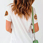 Sequined Halloween Jack-O'-Lantern Graphic White Round Neck Short Sleeve Tee