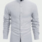 Manfinity Modomio Solid Color Front Button Closure Stand Collar Casual Long Sleeve Shirt