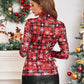 Essnce Red And Black Top Women Red Plaid Snowflake Print Form-Fitting Long Sleeve Casual T-Shirt, Christmas Clothes