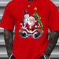 Men's Casual Fashion Santa Claus, Snowman, Christmas Tree Print Basic Short Sleeve T-Shirt Suitable For Christmas Party