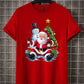 Men's Casual Fashion Santa Claus, Snowman, Christmas Tree Print Basic Short Sleeve T-Shirt Suitable For Christmas Party