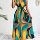 Slayr Tropical Print V-Neck Waist Section Cable Knit Fit And Flare Dress Maxi Women Outfit