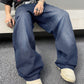 Manfinity EMRG Men's Street Style Loose Wide Leg Jeans Oversize Long Washed Light Jean Cargo Plain Blue Party Y2K Friends