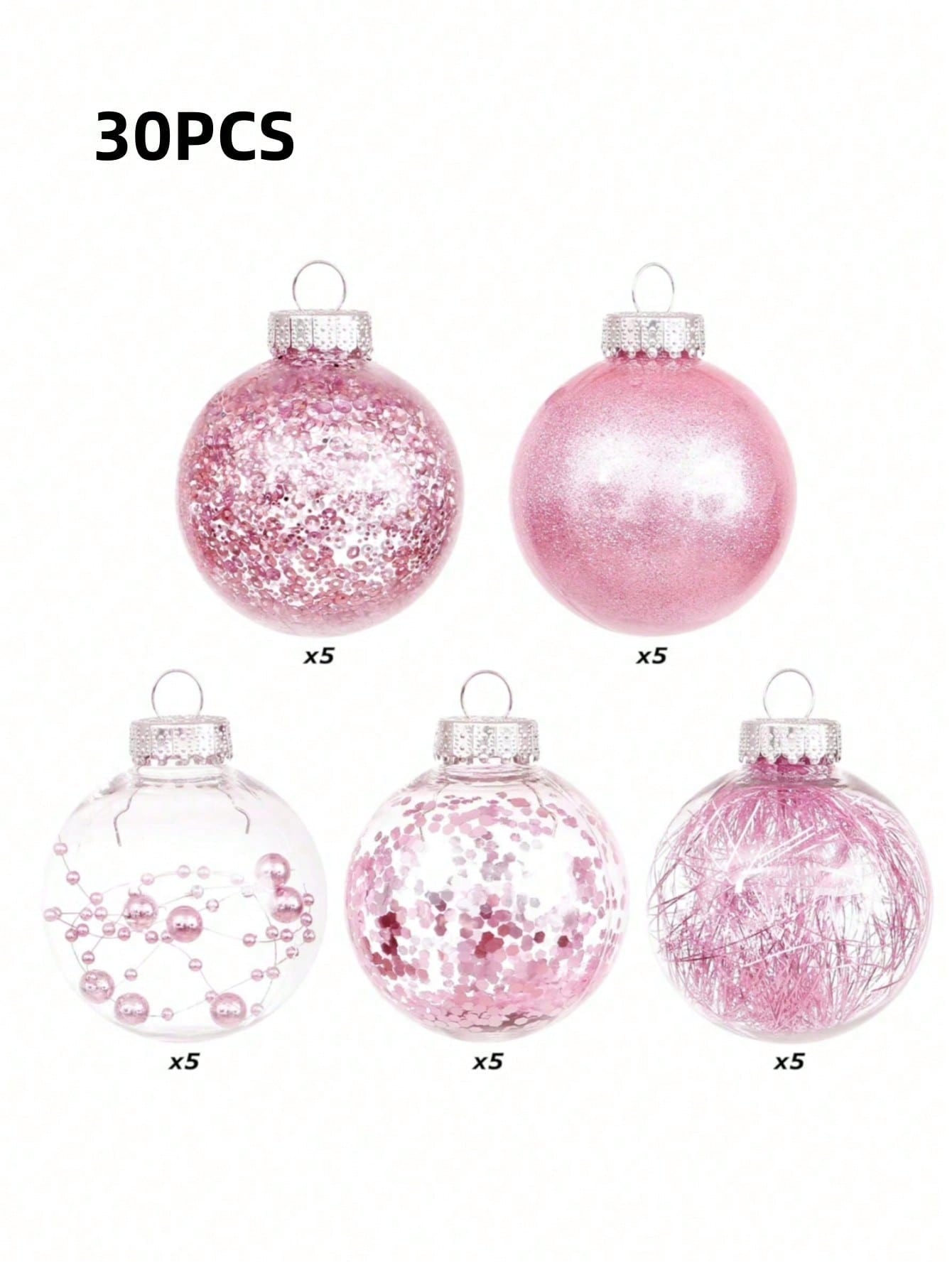 30 Pack Shatterproof Clear Plastic Christmas Ball Ornaments Decorative Xmas Balls Baubles Set With Stuffed Delicate Decorations