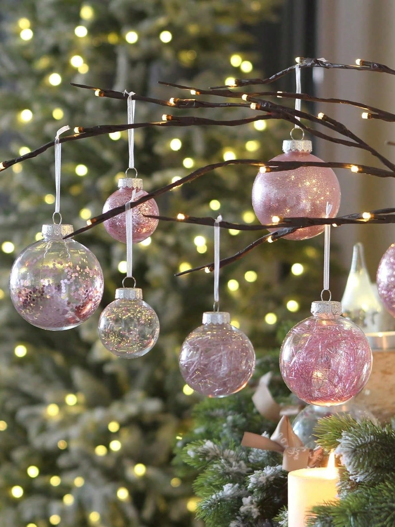 30 Pack Shatterproof Clear Plastic Christmas Ball Ornaments Decorative Xmas Balls Baubles Set With Stuffed Delicate Decorations