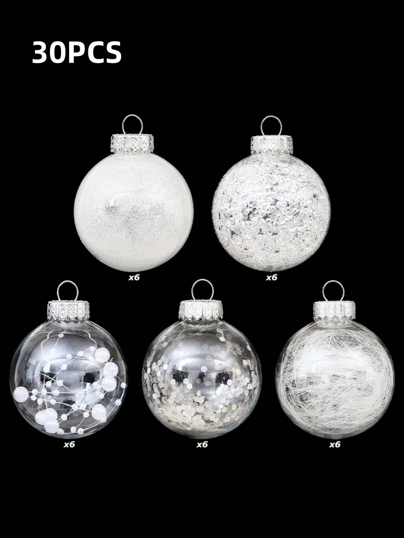 30 Pack Shatterproof Clear Plastic Christmas Ball Ornaments Decorative Xmas Balls Baubles Set With Stuffed Delicate Decorations, Halloween, Halloween Decoration