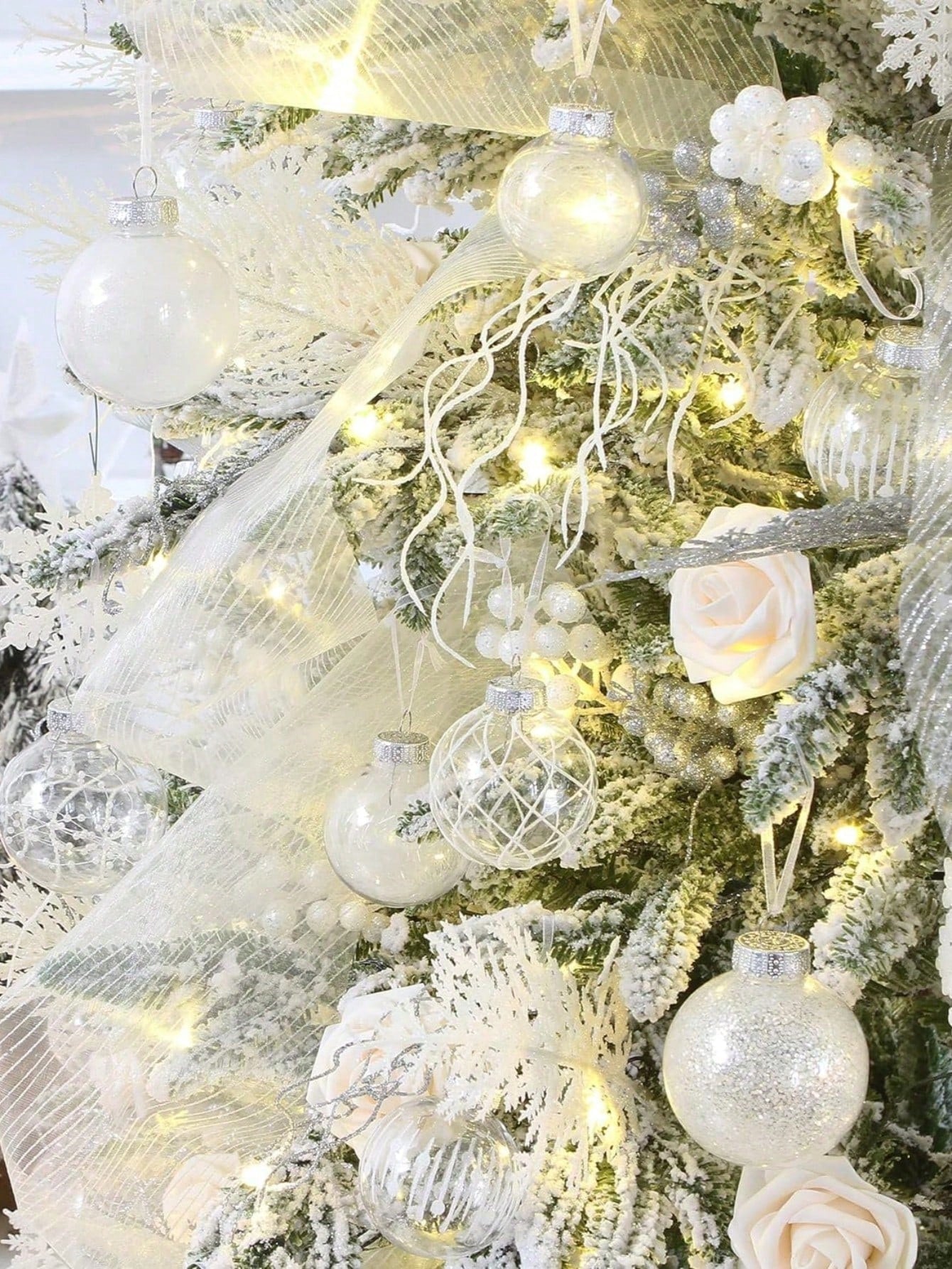 30 Pack Shatterproof Clear Plastic Christmas Ball Ornaments Decorative Xmas Balls Baubles Set With Stuffed Delicate Decorations, Halloween, Halloween Decoration