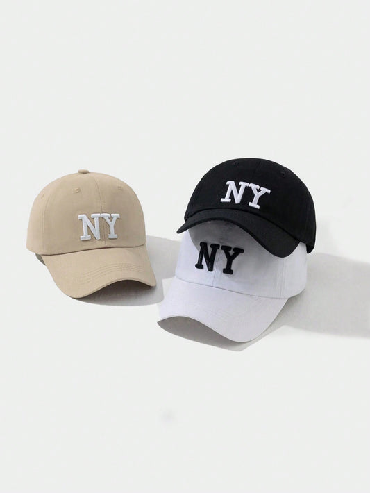 3pcs NY Embroidery Baseball Cap, Unisex Sun Protection Casual Hat For Boys Girls Outdoor Travel Beach Vacation