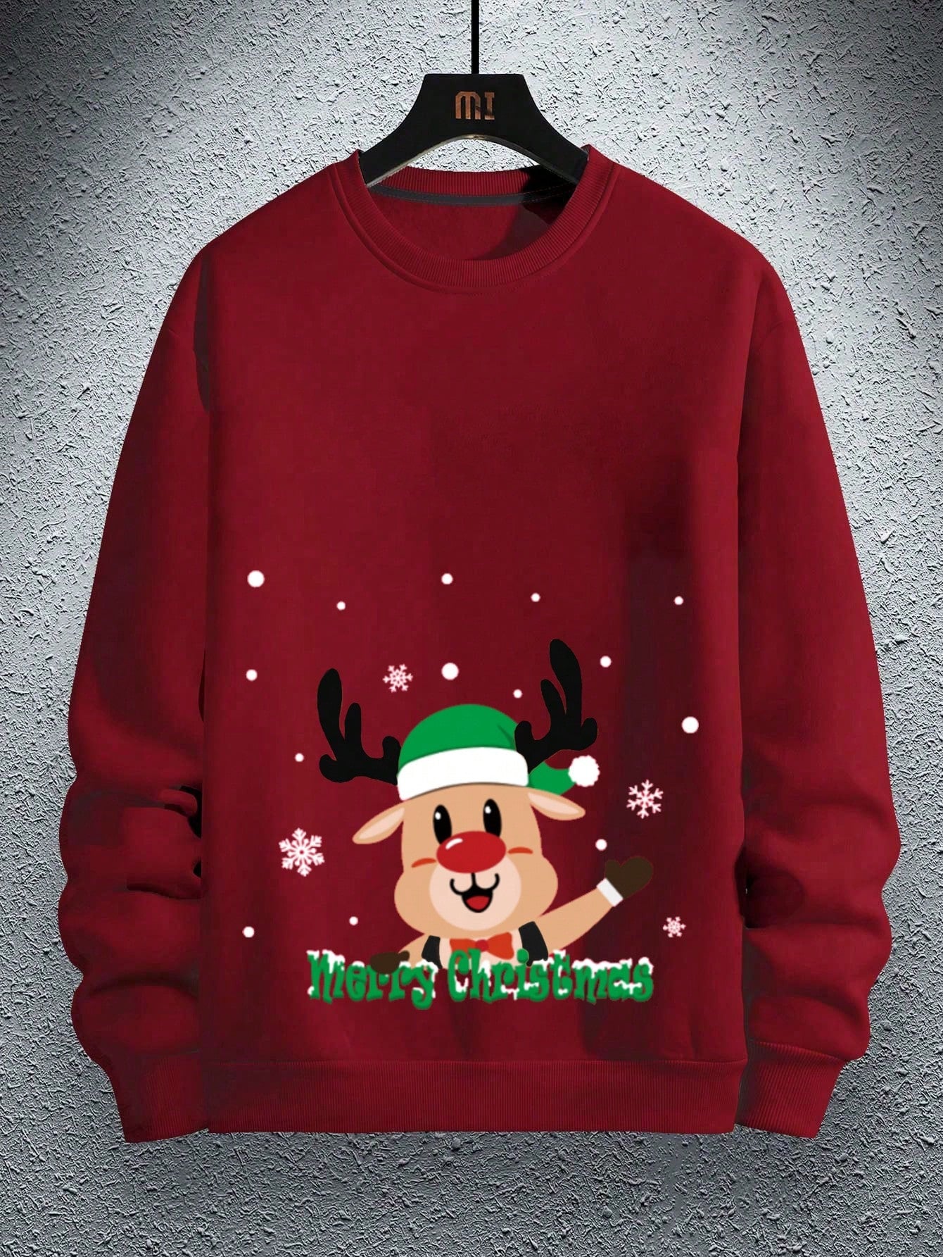 SHEIN Men Christmas Style Elk Print Fitted Sweatshirt