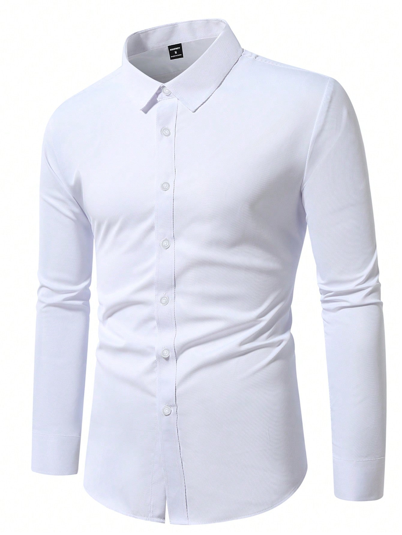 Manfinity Mode 1pc Men's Plain Color Long Sleeve Shirt For Casual