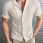 Manfinity Modomio Men Solid Ribbed Knit Button Front Shirt