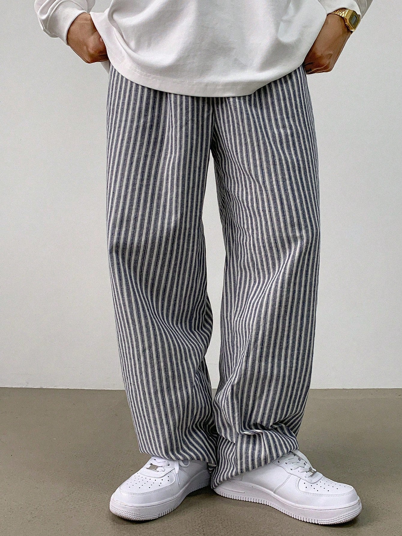 DAZY Men's Casual Drawstring Striped Pants, All-Season