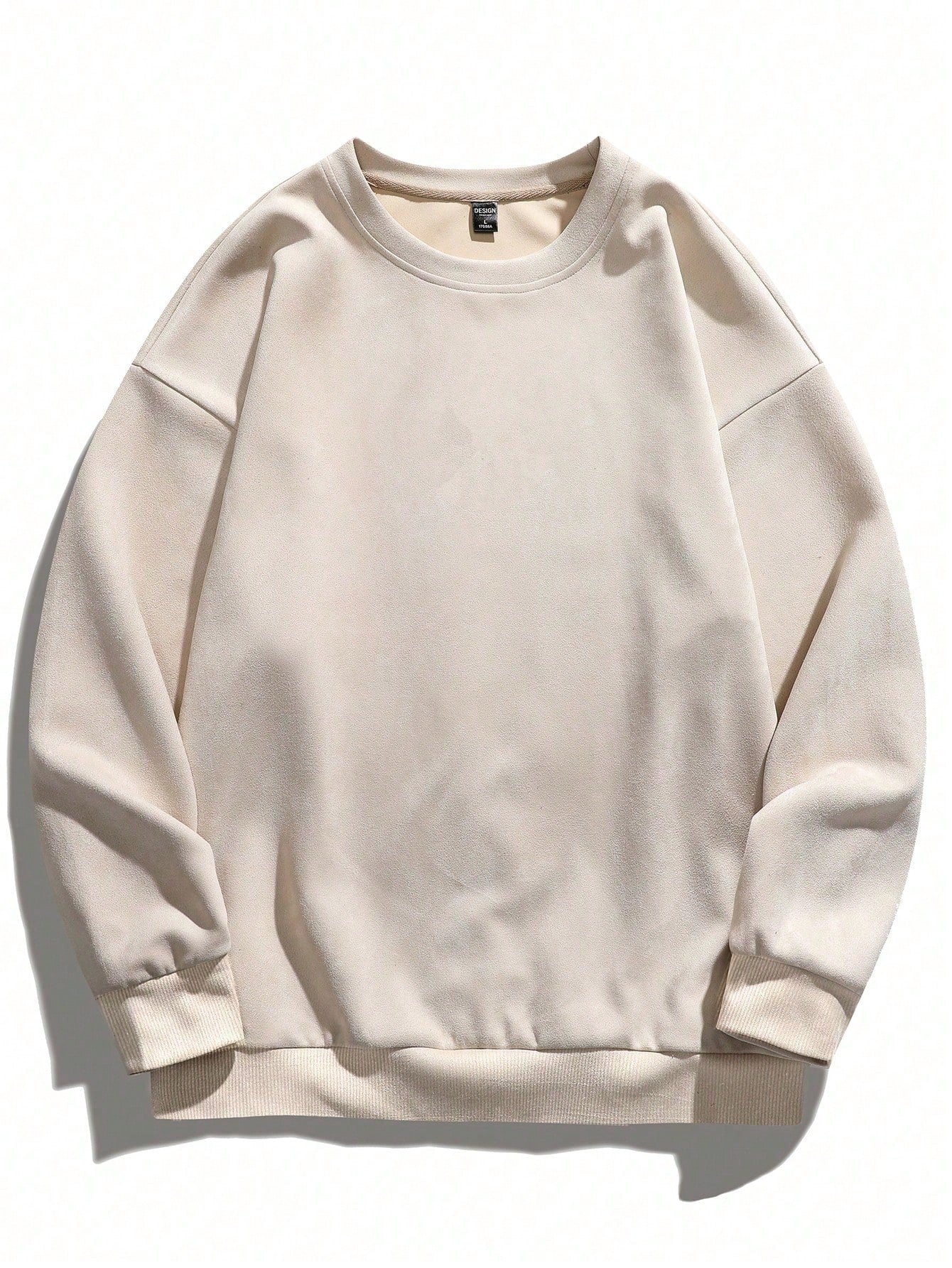 Men's Plain Round Neck Drop Shoulder Long Sleeve Sweatshirt