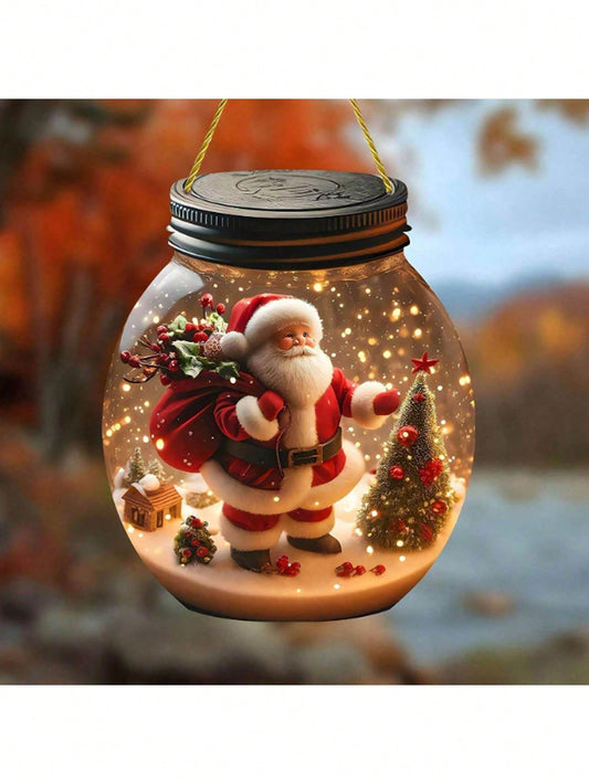 1pc 2D Santa Claus Acrylic Wishing Bottle, For Christmas Tree Decoration, Room, Window, Home Decor, Car Hanging Ornament, Outdoor Garden Decoration, Party Favors, Christmas, Thanksgiving, Theme Party Hanging Ornament,Christmas