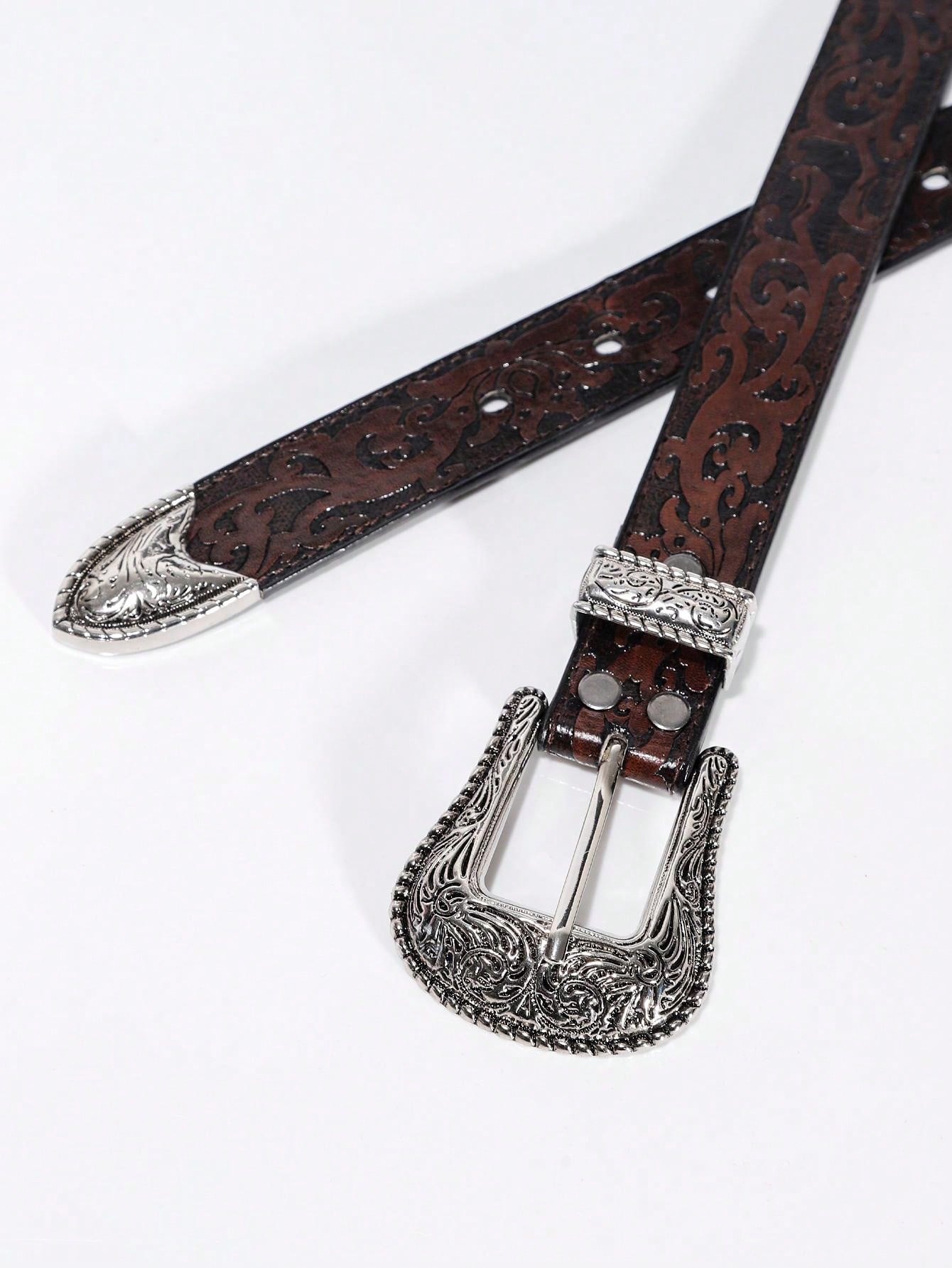 1pc Men Embossed Fashionable Belt For Daily Decoration Boho Halloween