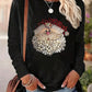 LUNE Santa Claus Rhinestone Embellished Women's Long Sleeve T-Shirt, Christmas