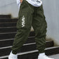 Men's Letter Print Cargo Pants With Multiple Pockets