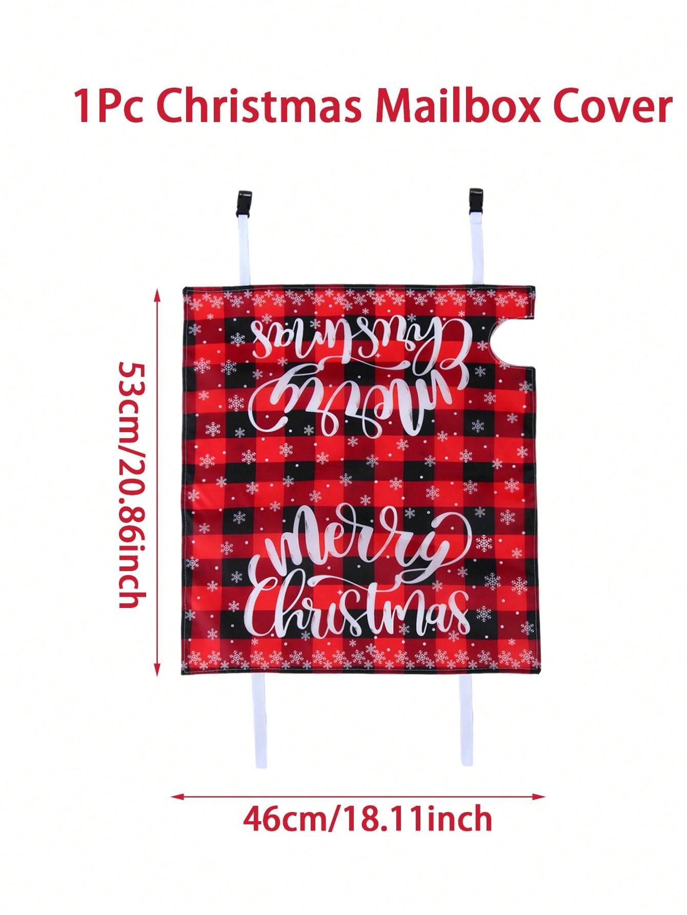 1Pc Linen Christmas Mailbox Cover, Snowflake Pattern Red Black Plaid Merry Christmas Mailbox Pad,Christmas Decoration,Noel Party Supplies,Xmas Decor,Home Decor,Navidad Decor,Garden Yard Decoration