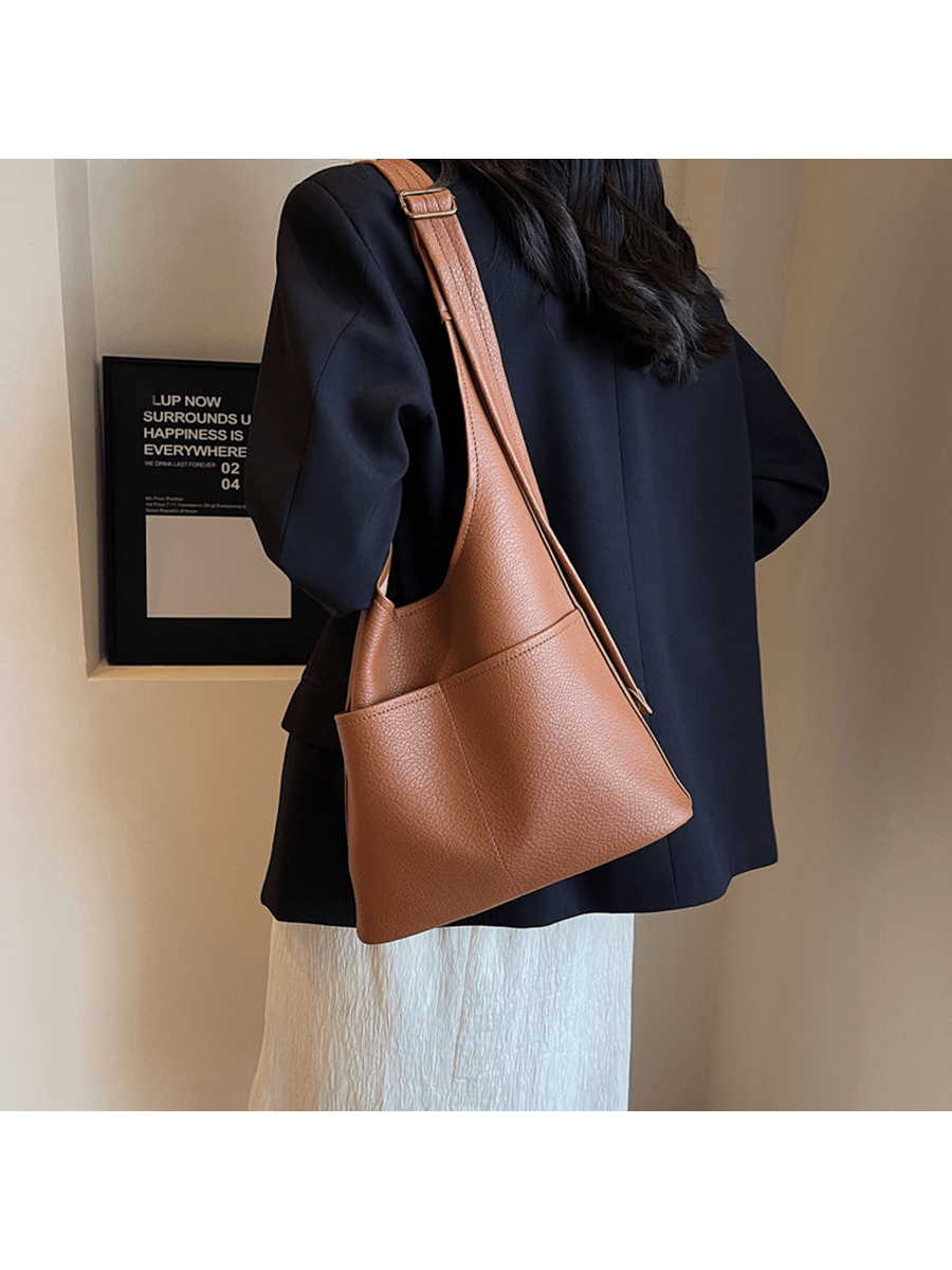 New Women's PU Leather Handbag, 2 Pieces/Set. Super Soft And Foldable, With A Large Capacity For Casual Use And A Small Wallet. Suitable For Various Scenarios, Multifunctional Storage, Showcasing A Sense Of Luxury.