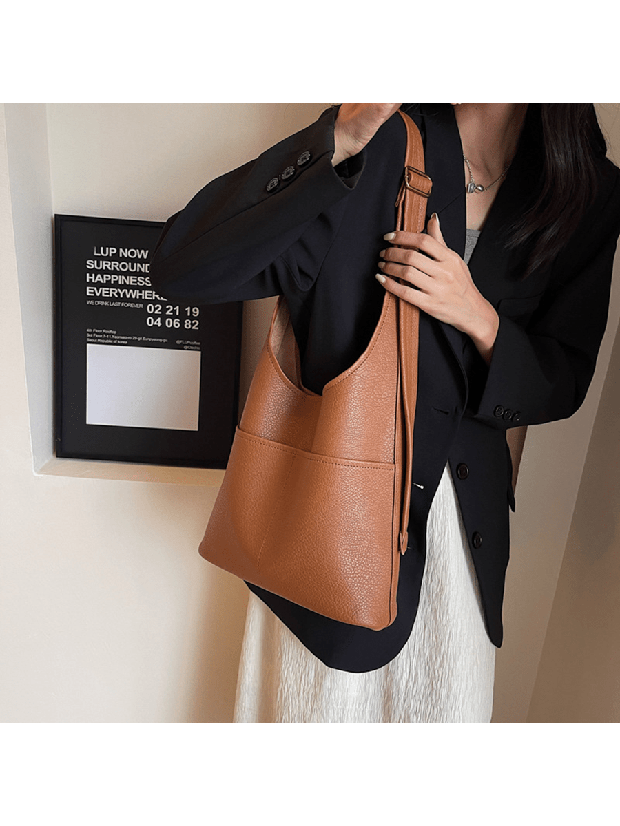 New Women's PU Leather Handbag, 2 Pieces/Set. Super Soft And Foldable, With A Large Capacity For Casual Use And A Small Wallet. Suitable For Various Scenarios, Multifunctional Storage, Showcasing A Sense Of Luxury.