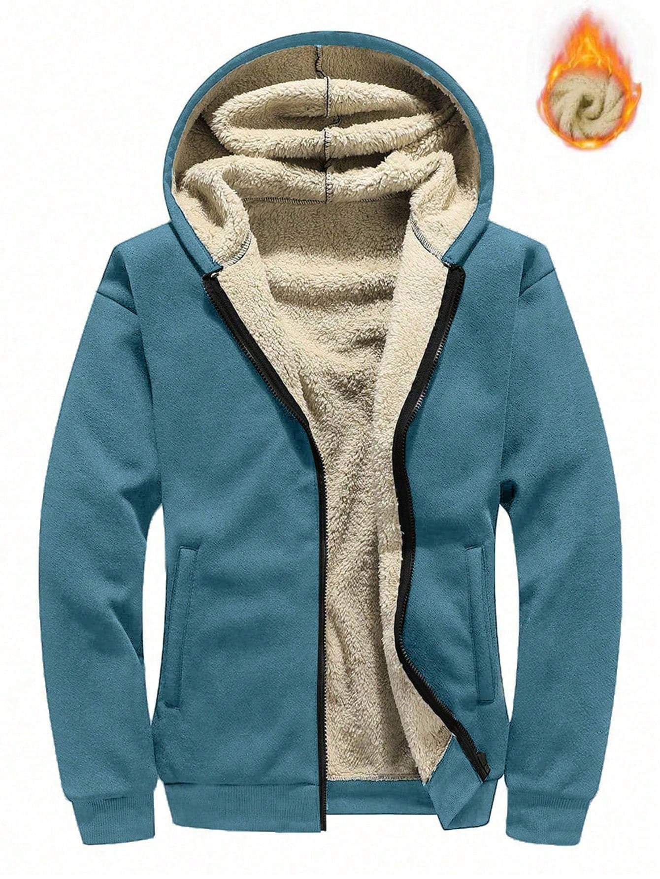 Men Zip Up Thermal Lined Hooded Jacket