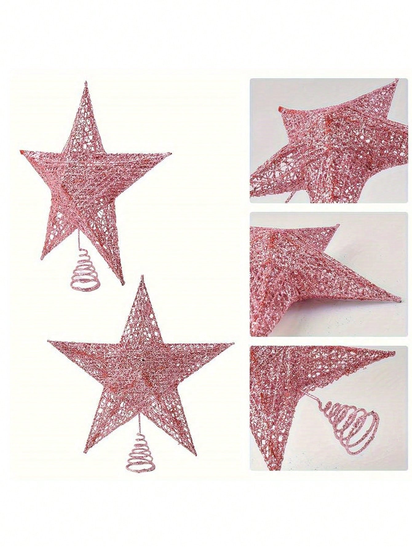 1set Pink Star Christmas Tree Topper Decor - Holiday Seasonal Decorations, Suitable For Christmas