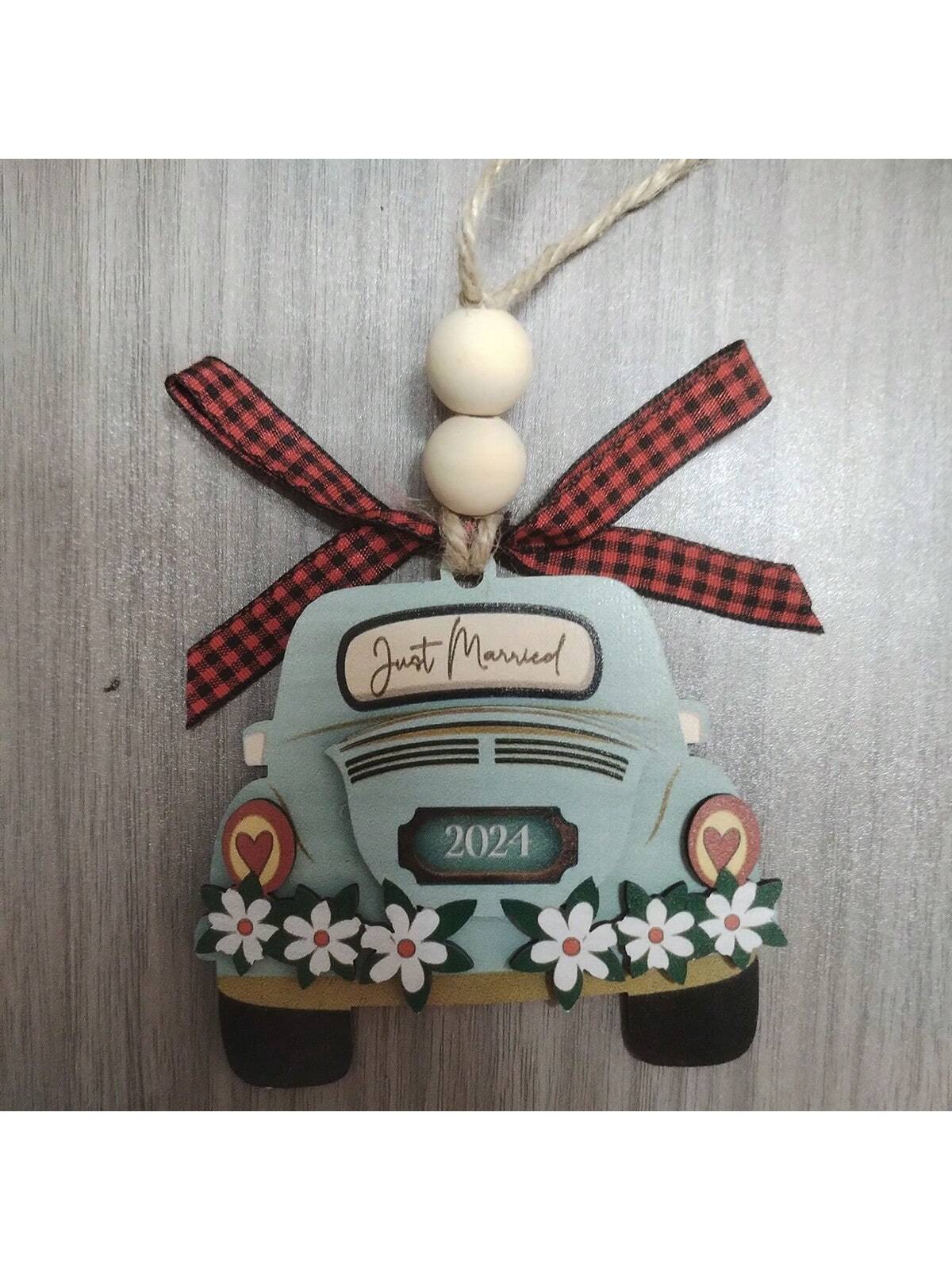 2024-2025 New Year Christmas New Home New Memories Wooden Home Holiday Decoration, Creative First Christmas Ornament For New Home, Christmas Gift Pendant, Ideal Holiday Gift