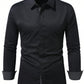 Manfinity Mode Men's Solid Color Long Sleeve Shirt, Slim Fit Button Up Collar Plain Business Shirt