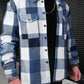 Manfinity Homme Men Button Front Long Sleeve Pocket Plaid Casual Jacket